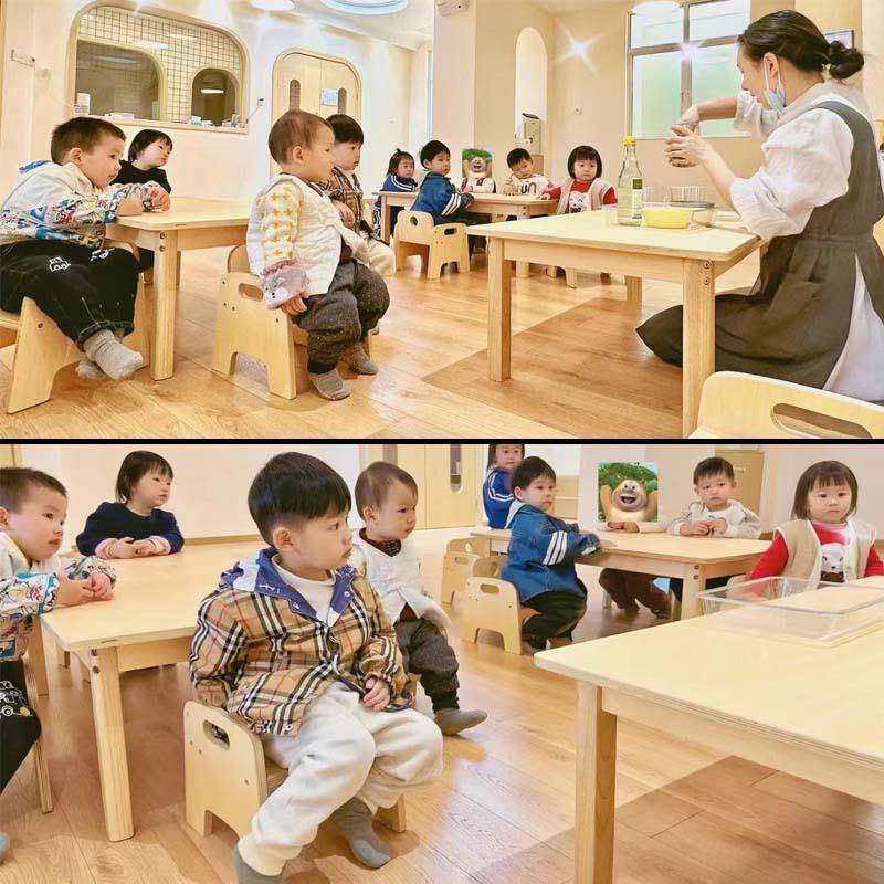 幼小儿园木长方桌托育中心木质实方桌儿童早教PQR机托班桌椅孩桌