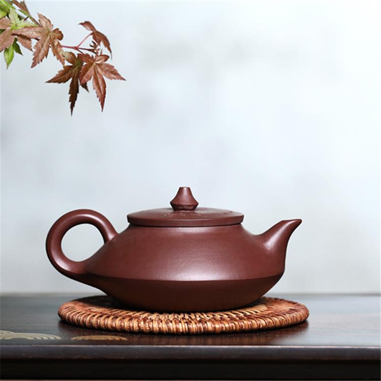 茗雅阁茶宜QH05兴紫砂曲壶手工作原矿紫泥壶壶茶具厂家制直销