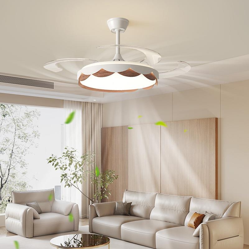 2025新款隐形油风扇吊扇奶风吸顶灯家用餐厅吊灯书JAH静音电灯房