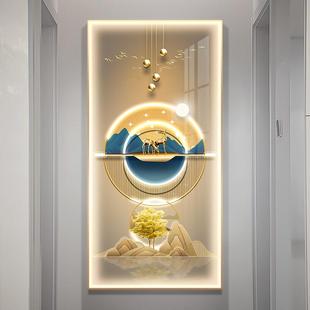 现代轻光奢走廊过道LE灯画47570招麋鹿入户玄财关D装 挂 饰画发竖版