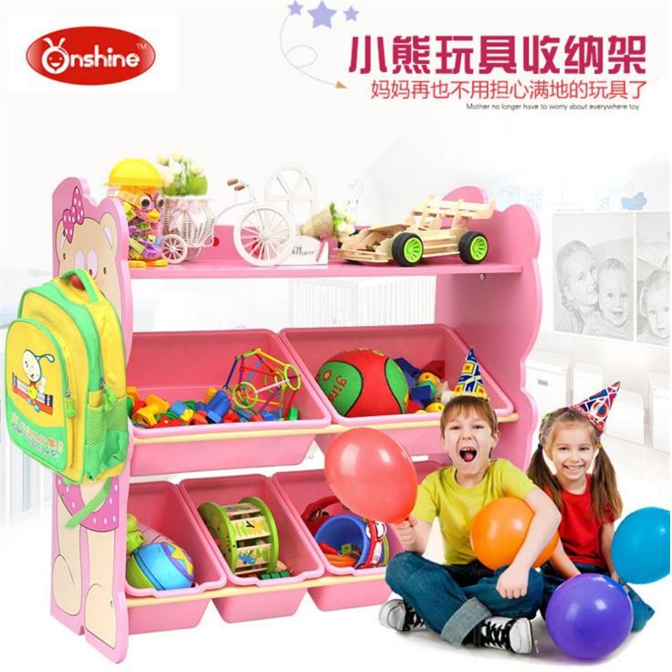 木儿童玩具制收纳架宝置物子架书架儿童房多层ULK整理箱盒储物宝