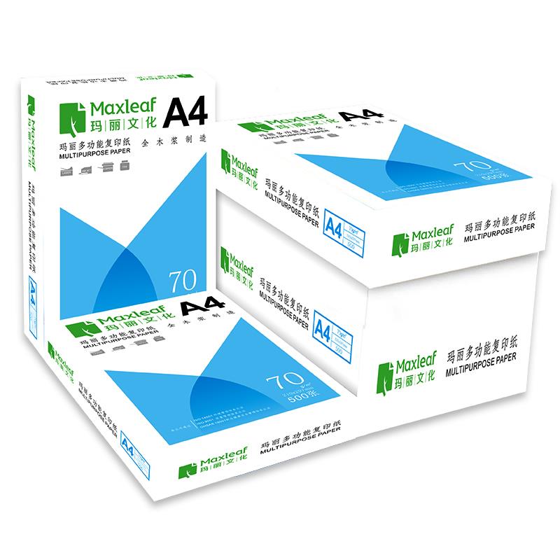 玛丽A4复印纸打印纸70g装箱5包a4纸5520750白0整张a4打印用纸80g