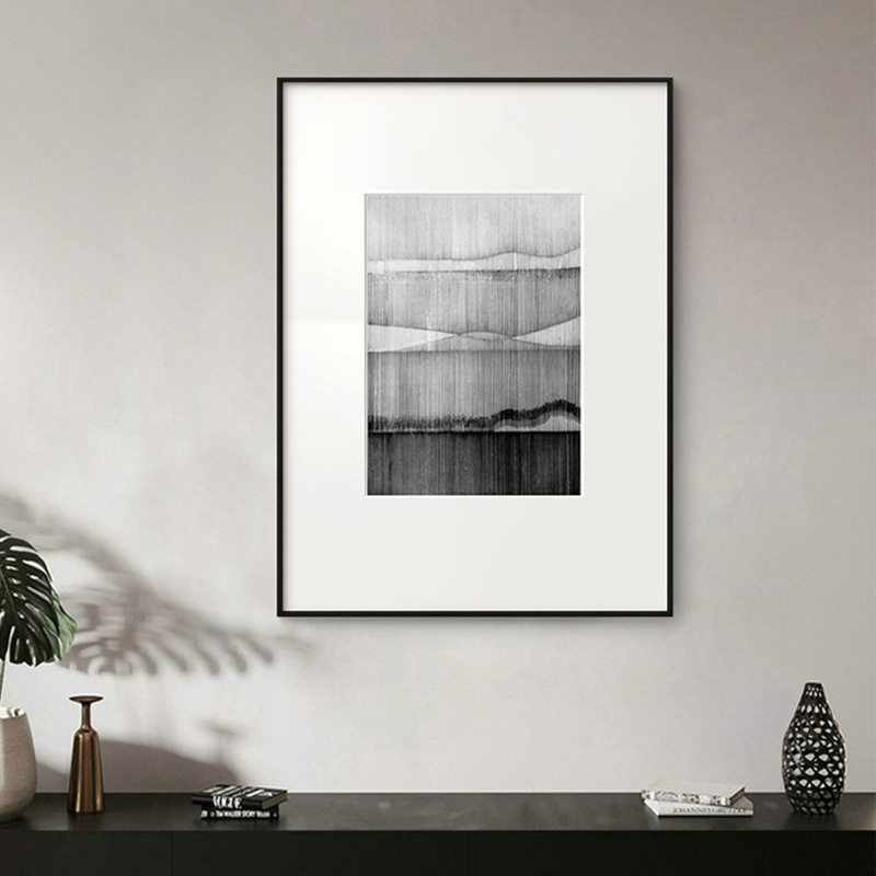 现代黑白线条装饰画单幅客厅画壁画抽象挂画简约样板间卡纸艺术画