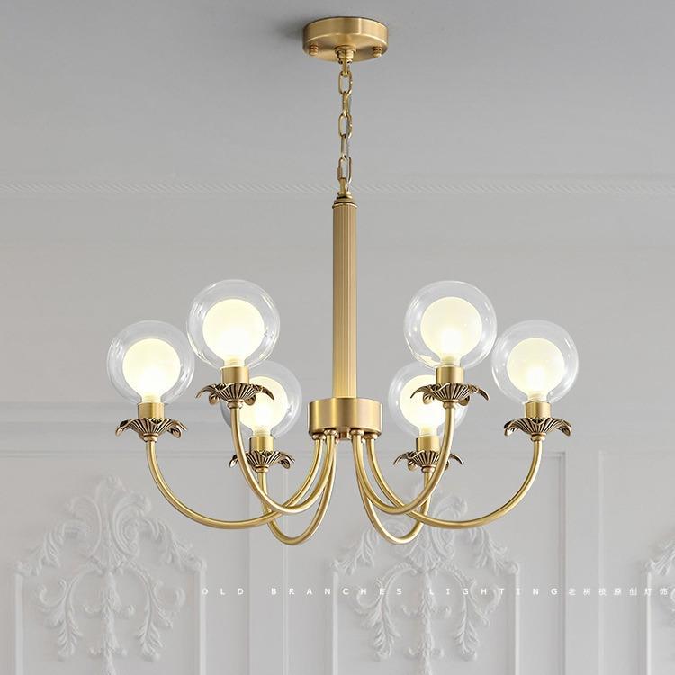 意RQI式轻奢客高端大气全铜墅式厅灯现代美式法艺术别餐厅卧室吊