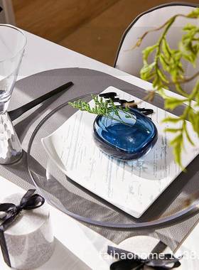 售部样板餐厅餐盘组楼合色蓝系房方形不规则套组水晶小碗tb-64605