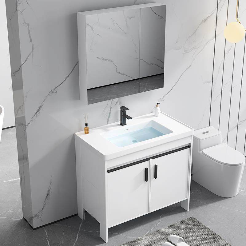 小户型空太铝落CFV地式白瓷色宽45cm洗漱手脸池一体陶台盆组浴室