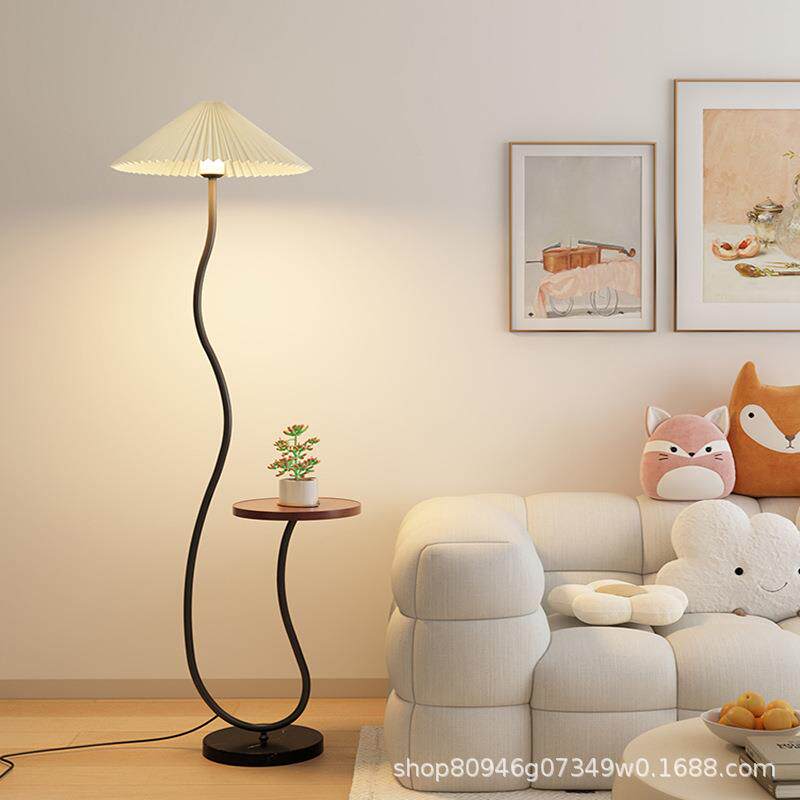 法式油落地灯置物架厅一风901体客卧室沙发旁奶边几艺术复古氛围