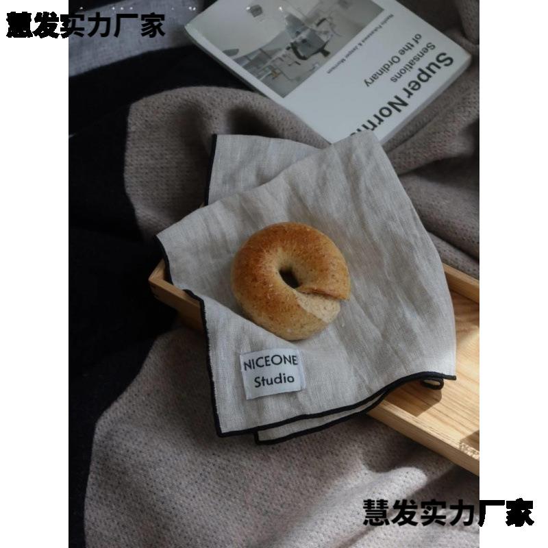?NIEON无品牌/E法国天然亚麻包C边布餐巾美食摆拍餐垫理肌感餐艺