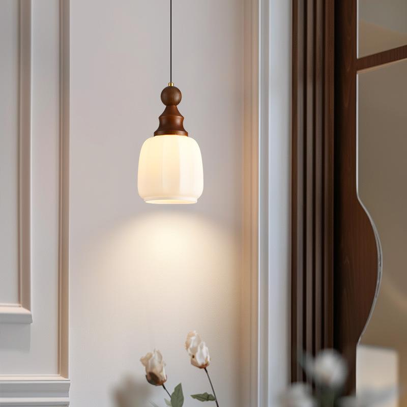 中古式风餐厅灯玻璃吊灯木法吧复古餐桌台灯美式简约实床头小LWE