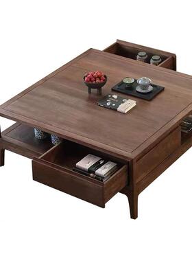 北美全多实木中茶几式小户型家用功能茶桌67265客厅茶几桌电视柜