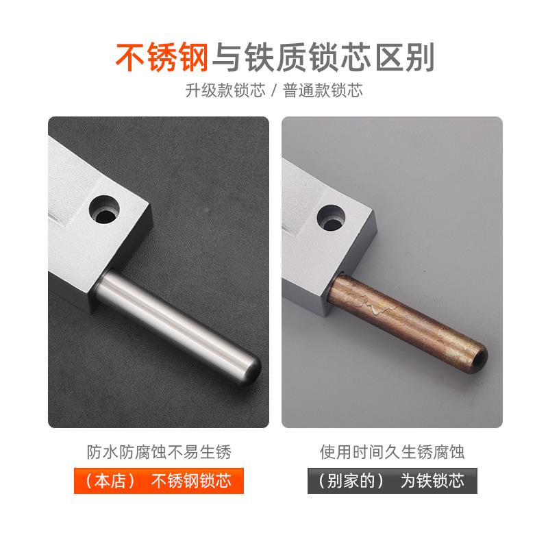不锈F967JM8T钢双开门插销落锁地防盗自动插插销锁扣旋转门锁框有