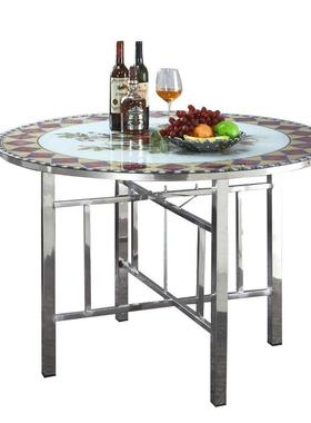 简AL101083易大圆桌架可折叠不锈桌桌钢腿支架桌脚餐折桌腿叠桌架