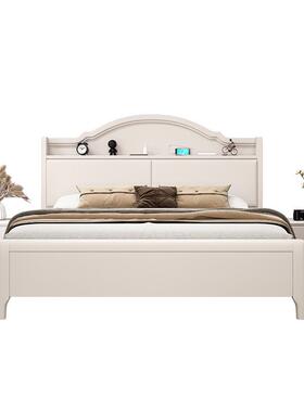 白色实木床多功能现代简MXK约主卧5双人.m收纳储物小1美式高气压