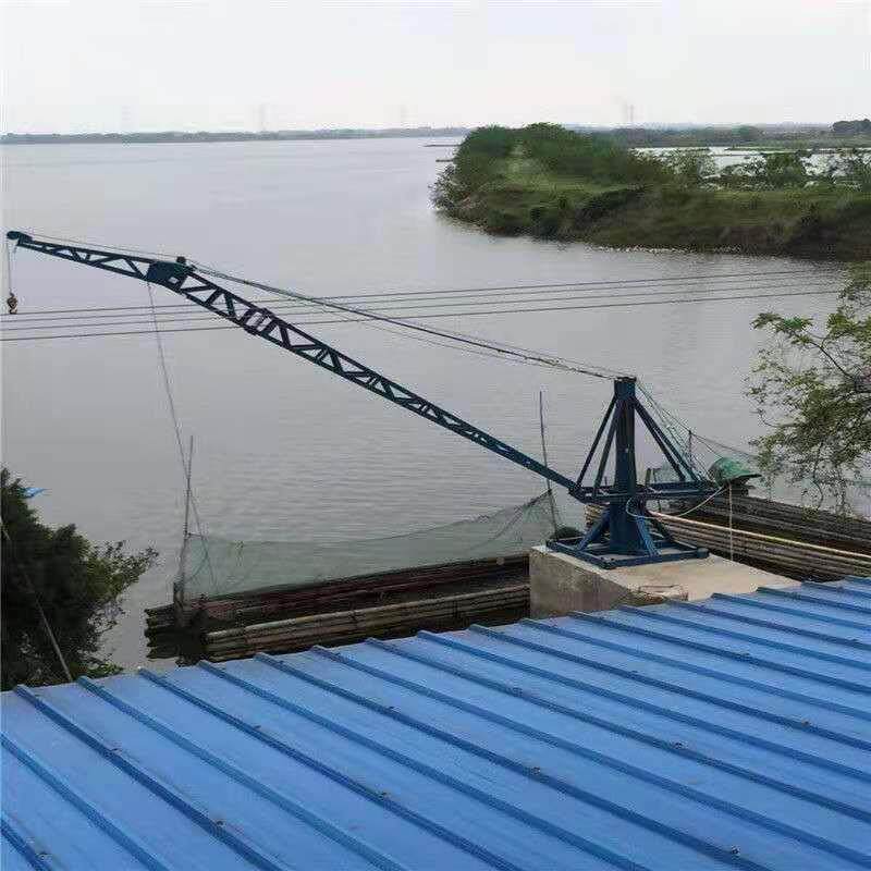 渔塘水GJQ库池塘装卸车上物鱼用长臂起重旋升转移码头提货动小型