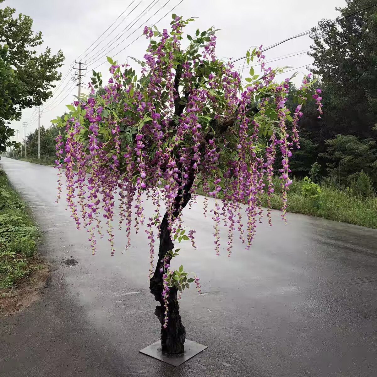 仿真紫藤树假树假花客厅装饰绿色绿植物落地绢花盆栽仿真植物造景