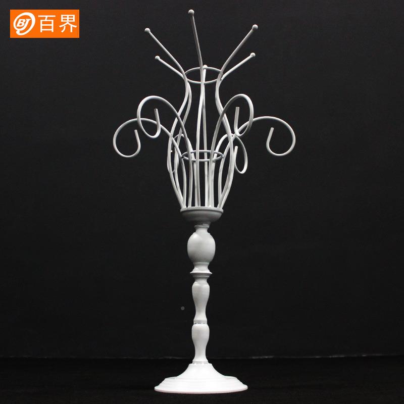 花器列摆件欧式奢花器铁无品牌/系花艺珠帘桌华器婚礼舞台橱窗卖