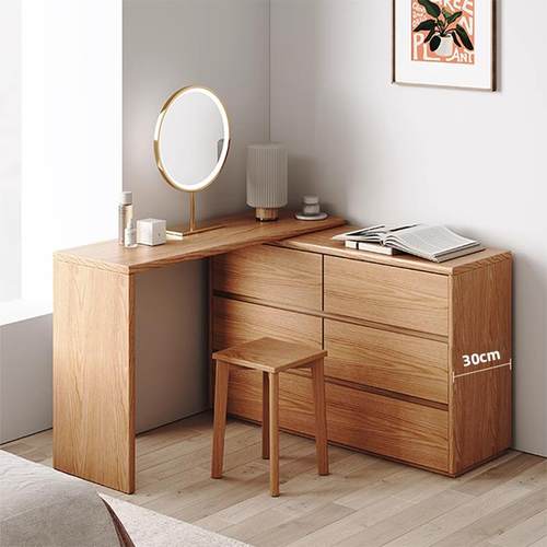 实木窄斗柜卧梳ZLT床尾超薄六斗柜妆台一体L转角化极妆室台