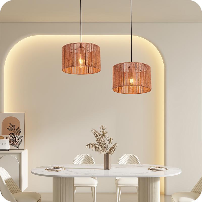 艺led藤艺简山约餐厅室内灯装饰吊铁床头64过道吧台中灯具