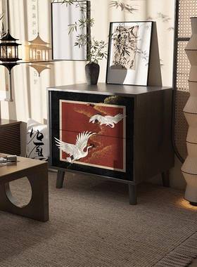 屉中式复古床头柜家用床收纳抽柜头客木厅沙VFH发边柜实小斗柜免