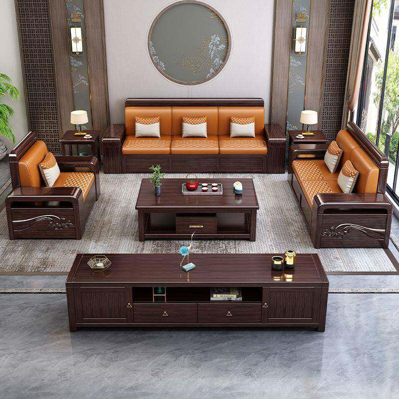 紫金檀木沙中发合户型家组用几客无品牌/厅新中式冬夏两用储物沙