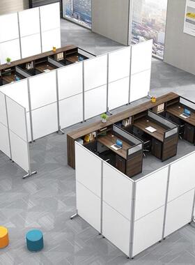 MZT办室公移动动屏风隔断墙车隔间带滑轮可折叠推拉简易活屏风板