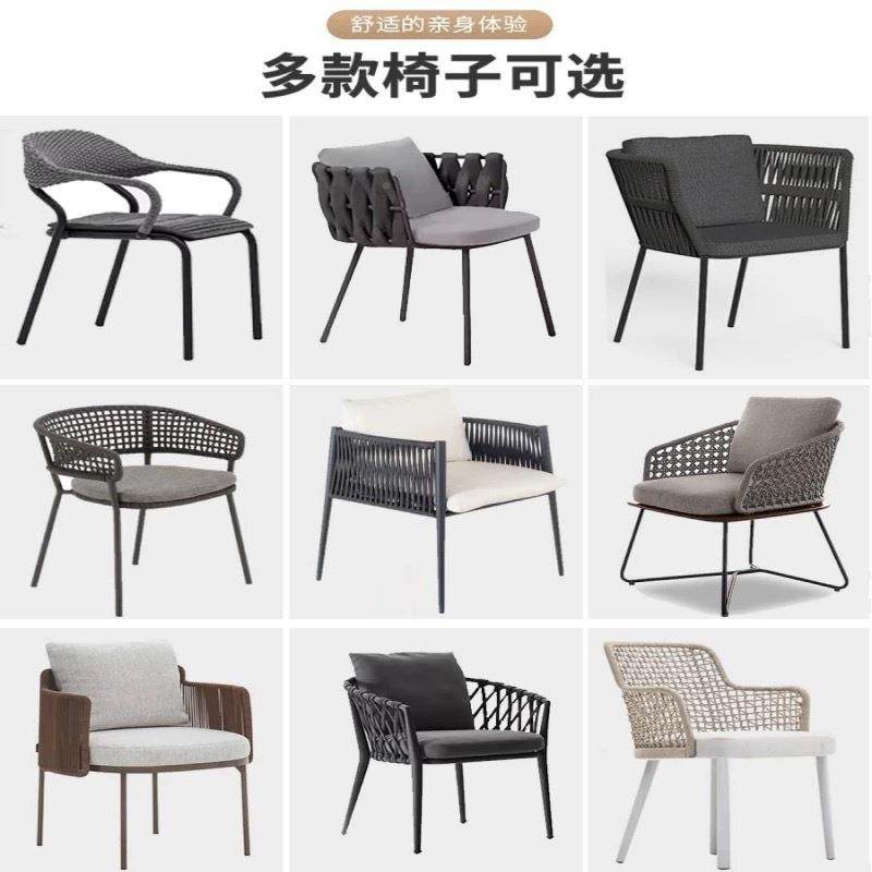 户外桌椅庭院闲藤椅岩板餐休桌花园露天阳台防水编LMS-333晒藤桌