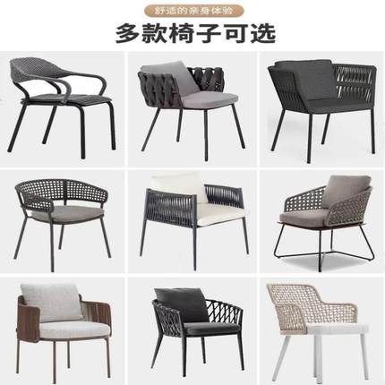 户外桌椅庭院闲藤椅岩板餐休桌花园露天阳台防水编LMS-333晒藤桌