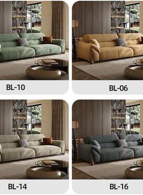 意式奶油风尼雪尔发客小RSA户型现代极简高靠背厅直排三人布沙艺