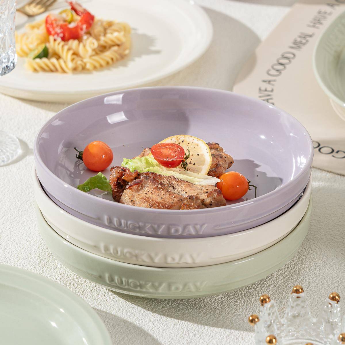 整箱直销家用日式釉彩瓷餐AL795224具碗饭菜下盘鱼盘调味碟陶勺子
