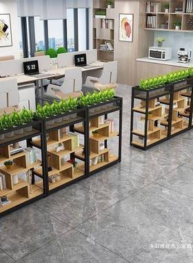 办公室断置隔物屏架架餐饮铁艺风落地玄关装饰柜展书示架绿NVF植