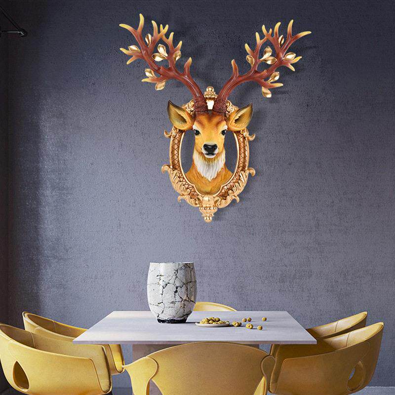 招财欧式鹿头壁挂装饰仿真创意背景墙玄关客厅酒吧立体鹿角挂件