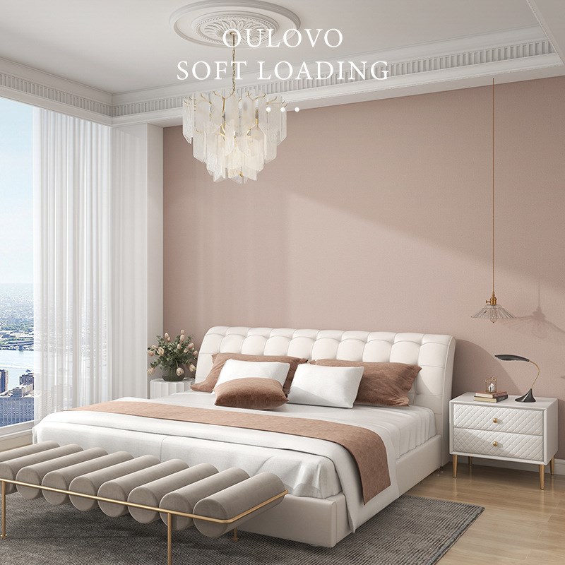 法式轻奢墙布无缝全屋客厅卧室壁纸现代简约奶油色壁布2022新