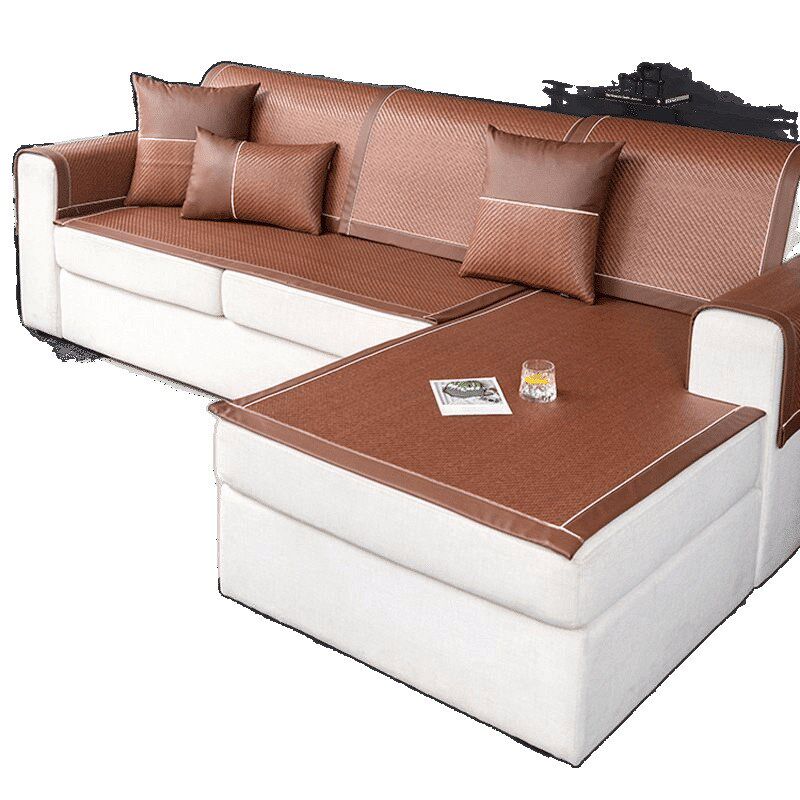 夏季沙发垫藤席凉垫夏天款实木皮竹藤防滑坐垫冰丝通用简约套罩巾