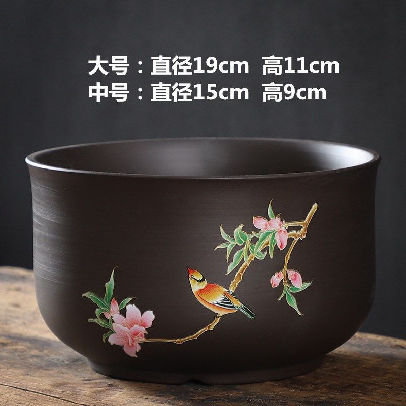 睡莲碗莲铜钱草紫砂大口径创意水养无孔陶瓷水培水仙金鱼盆缸