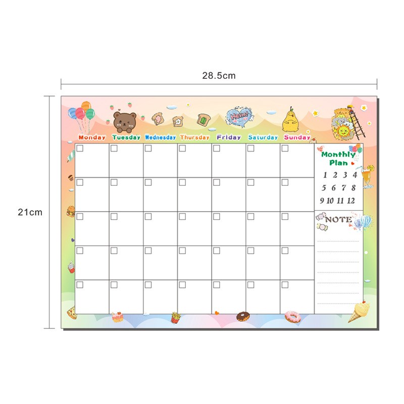 每日时间管理日程表学习办公自律打卡表习惯养成可爱月计划表