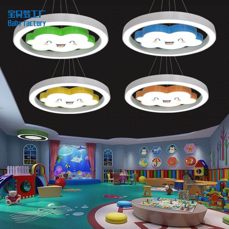 2023年新款简约现代云朵吊灯儿童房卧室幼儿园灯淘气堡儿童乐园灯