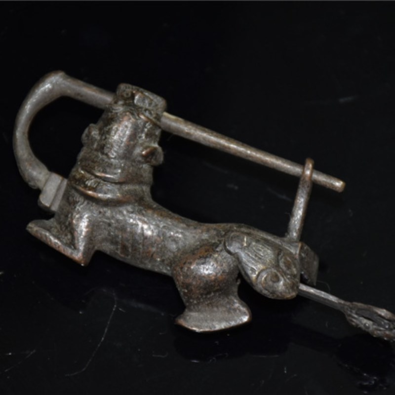 古玩收藏老式横开十二生肖铜锁密码挂锁民俗旧藏民俗老物件古董