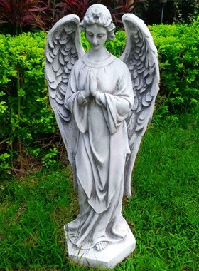 欧式复古做旧天使摆件花园别墅园林景观装饰品人物雕塑树脂工艺品