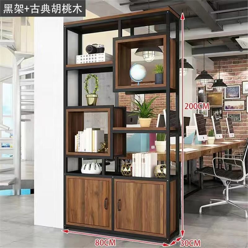 书架落地简约多层书柜办公室现代屏风花架客厅T铁艺隔断墙置物架