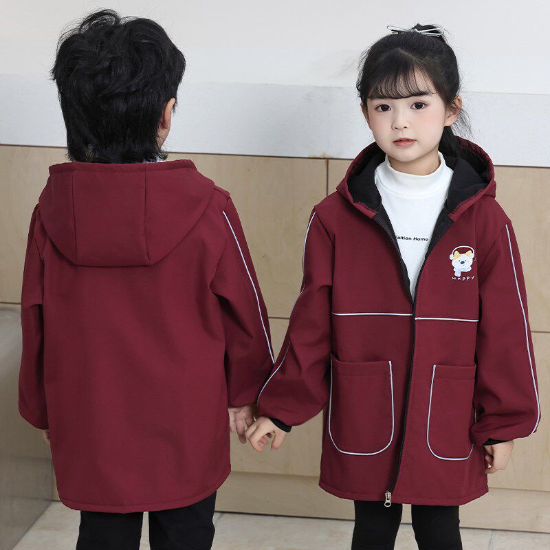 冬季儿童罩衣加绒防水羽绒服外套防脏吃饭幼儿园宝宝围裙加厚新款