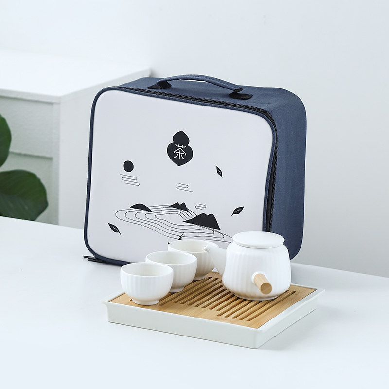 陶瓷旅行功夫茶具小套装家用简约泡茶F壶茶杯户外茶盘便携式包送