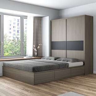 实木多层板榻榻米床衣柜一体小户型卧室现代简约塌塌米储物儿童床