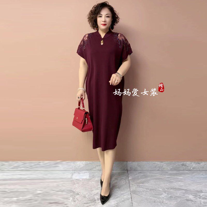 高级感冰麻针织外套提花两件套秋季新款妈妈装中长款镂空肩连衣裙