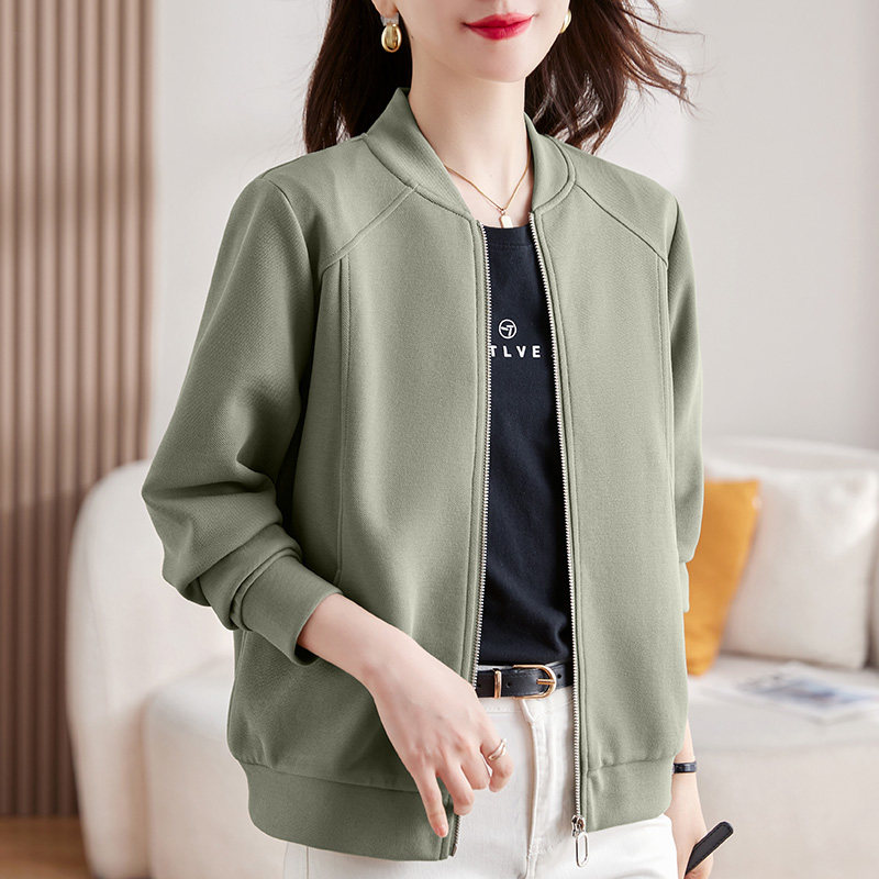 立领开衫外套卫衣女春秋2024新款秋季爆款女装宽松拉链上衣棒球服