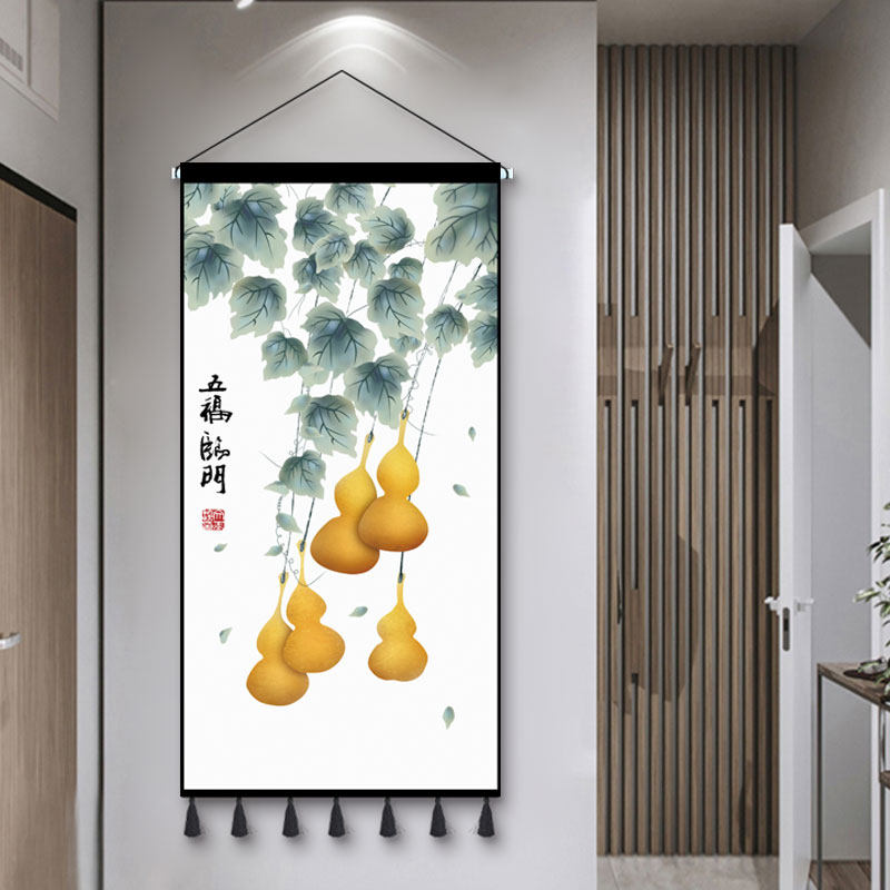 中国风吉祥葫芦挂布墙布背景v布中式挂毯玄关客厅卧室装饰布艺挂