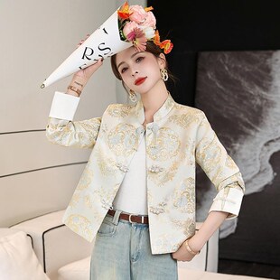 2025新款超火新中式立领唐装上衣女开春穿搭国风女装春秋短款外套