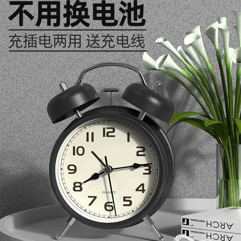 闹钟老人专用大声超大声音超级的强行叫J醒网红桌面时钟老式学生