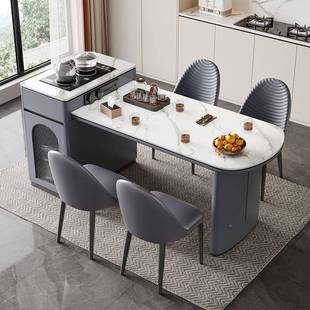 板岛台桌茶台一体小户型伸缩导台402家用岩现可代简约多功餐能茶