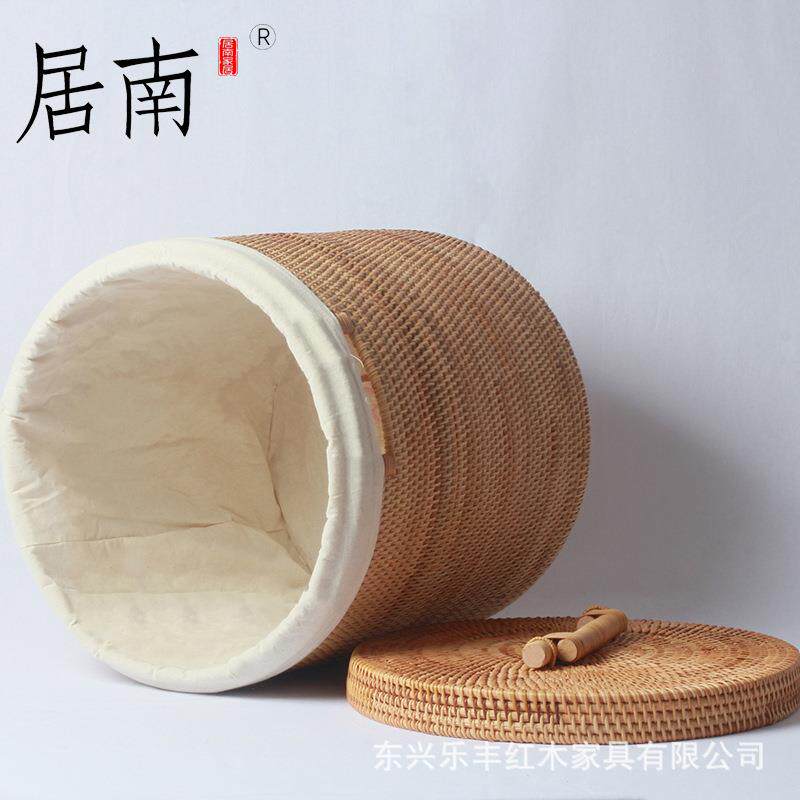 越布南藤编衣篮脏衣脏桶收纳带盖带内衬艺卧室创意收篮TWY纳筐