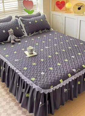 床BbD33ZDi裙新款加件厚夹棉防滑韩版床裙丝垫床罩单席梦思保蕾护